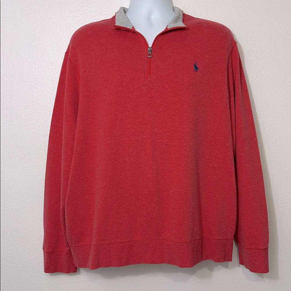 Polo Ralph Lauren Mens Size XLarge Salmon Quarter Zip Pullover
